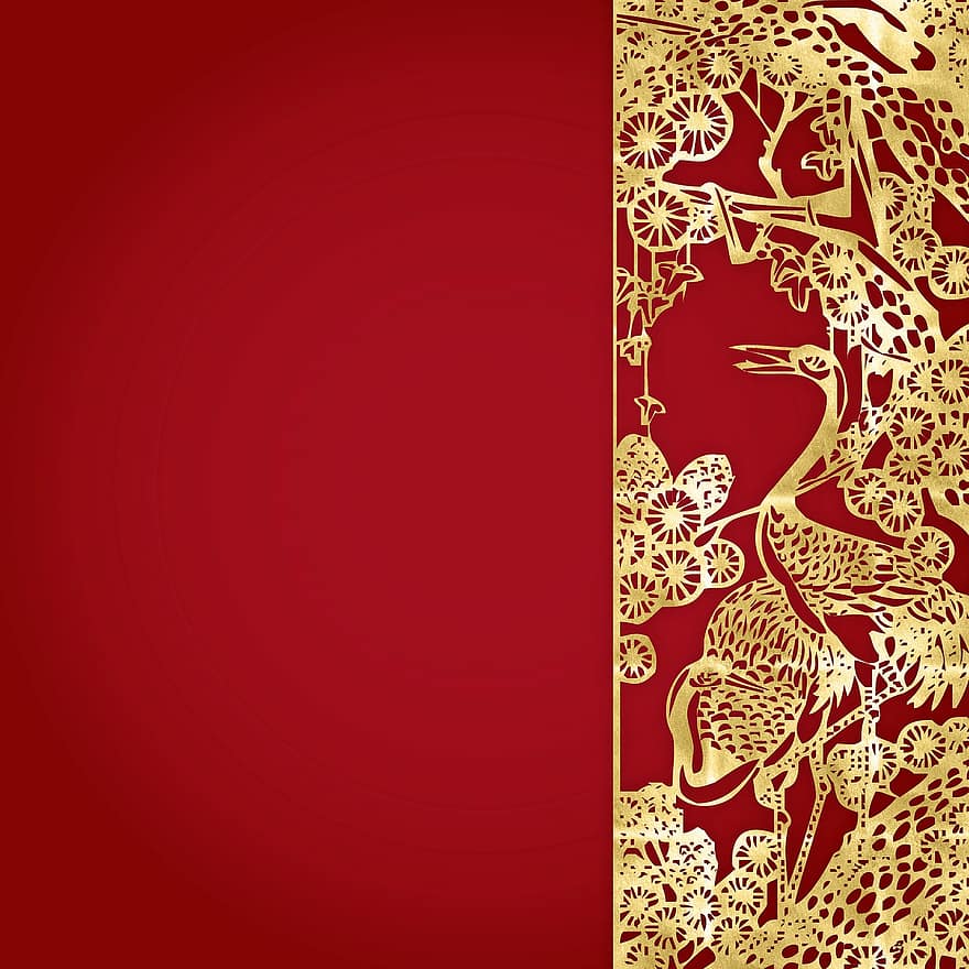 fons xinès, vermell, patró xinès, 2020, estiu, Papers digitals, scrapbooking, vermell i or, or, Xina, asiàtic
