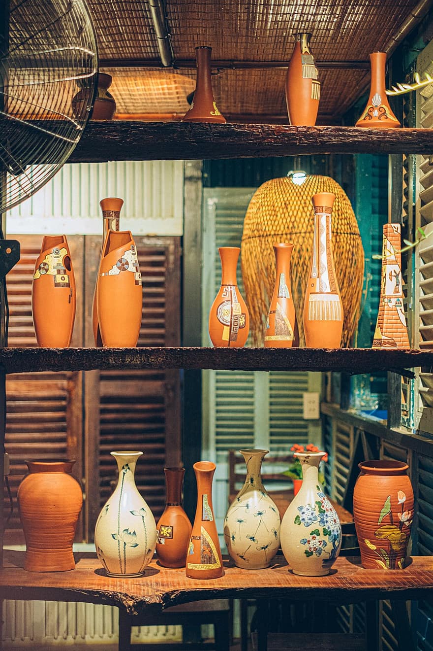 kande, krukke, vase, keramisk, retro, antik