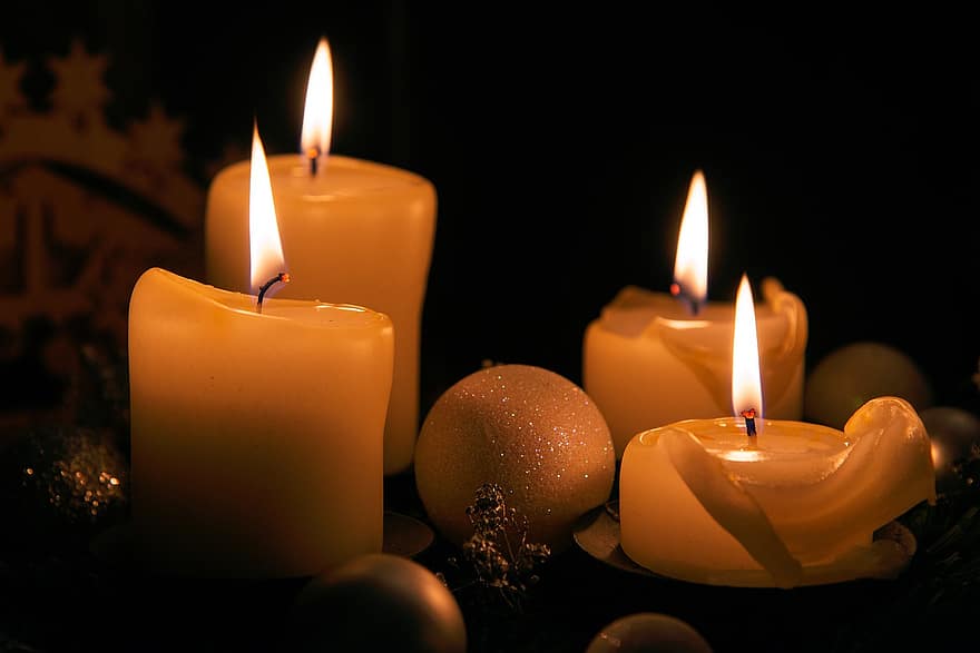 svíčky, příchod, Vánoční svíčky, Adventní období, svíčka, plamen, oheň, přírodního jevu, světlo svíček, oslava, dekorace