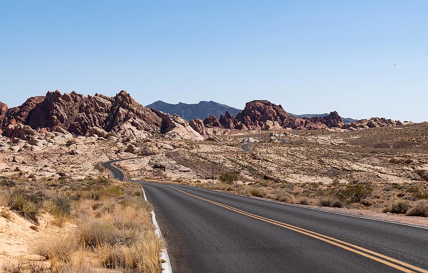 Desert, Road, Highway, way, Route, Valley, Valley Of Fire, Landscape, Nature, Travel, Outdoors