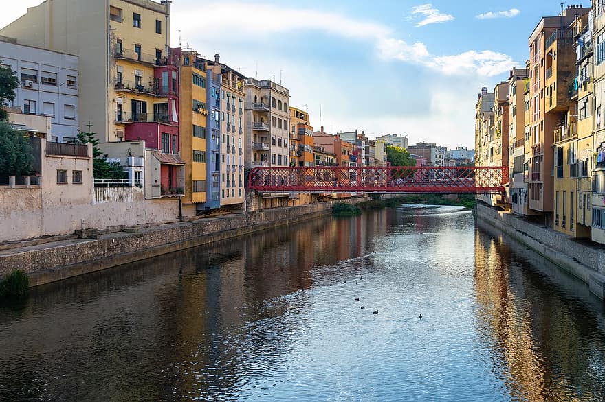 cidade, rio, Girona, prédios, urbano, Europa, panorama, arquitetura, lugar famoso, paisagem urbana, agua