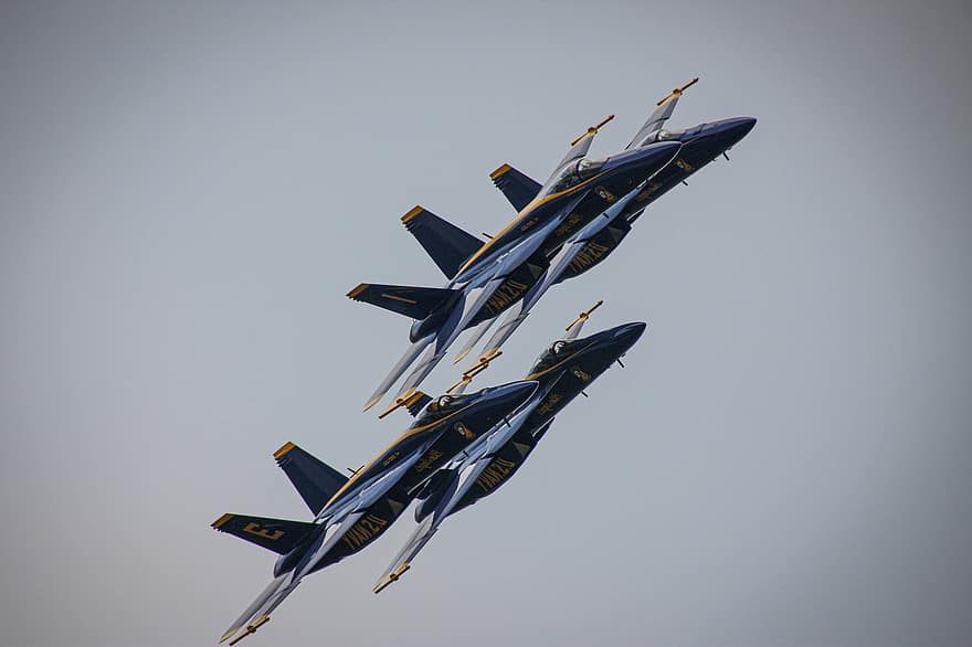 avió, avions, militar, lluitador, àngels blaus, f-18, volant, espectacle aeri, avió de combat, forces aeries, vehicle aeri
