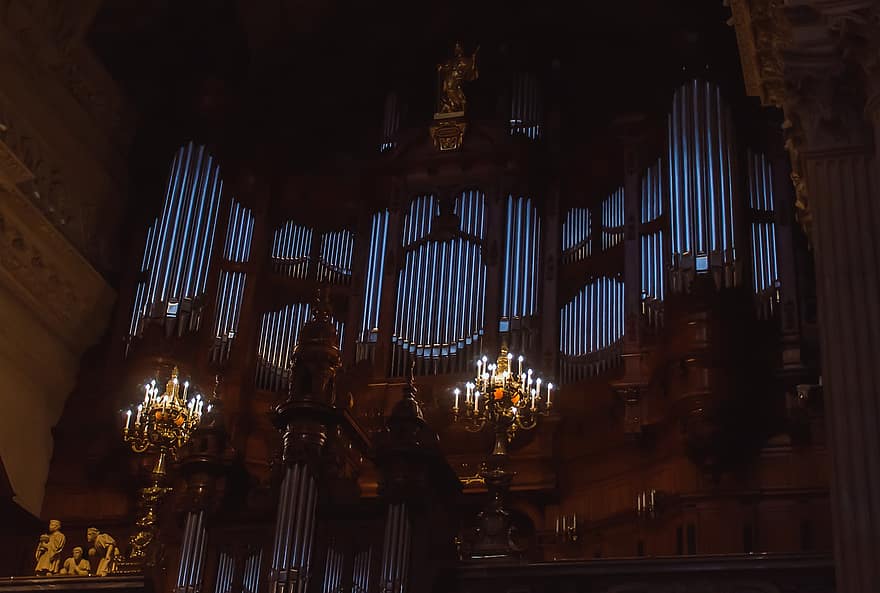 organ, instrument, biserică, muzică, tevi