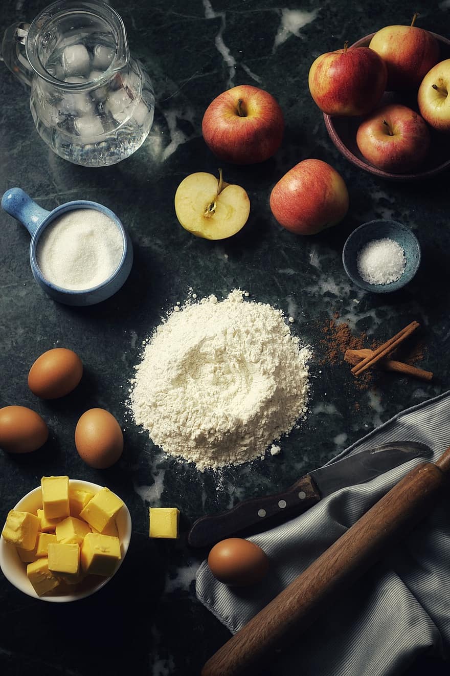 Ingredients, Baking, Pie, Apples, Flour, Persimmon, Chocolate, Sugar, Cream, Quiche, Pastry