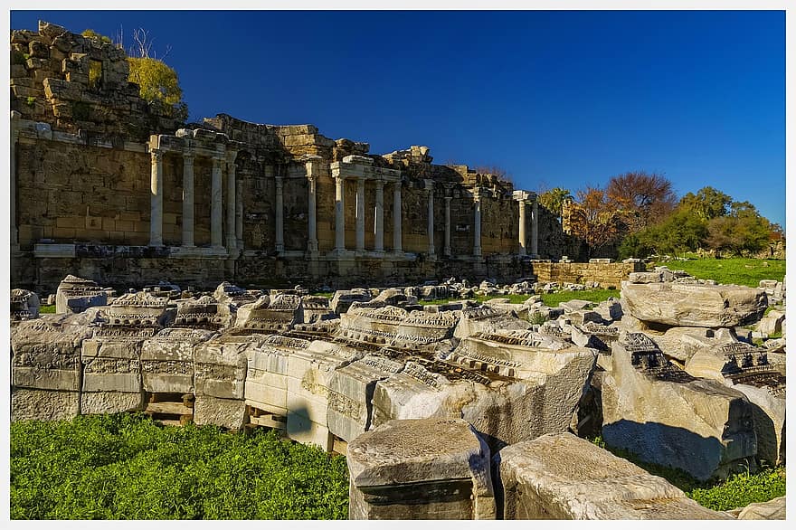 고대의, 유적지, 신전, 건축물, 역사, 세습 재산, 여행, 터키, 시티