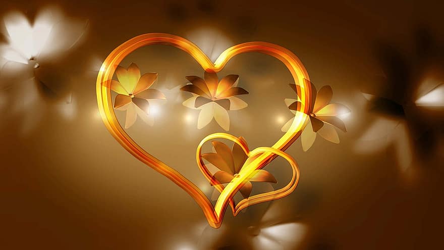 любить, сердца, сердце, романтик, романс, Валентин, условное обозначение, цветы, пара