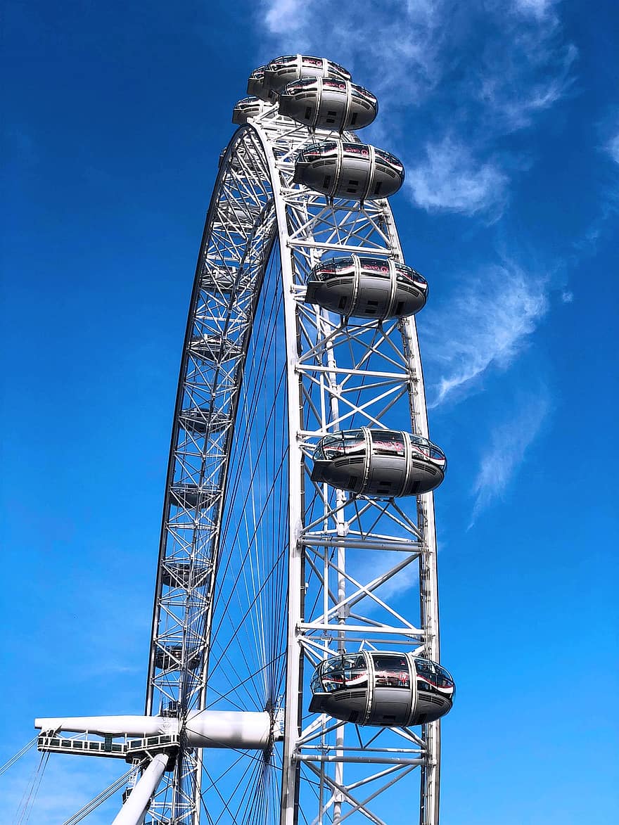Лондон, London Eye, чортове колесо, краєвид, пам'ятник, Англії, архітектура, небо, блакитний, весело, мандрівний карнавал