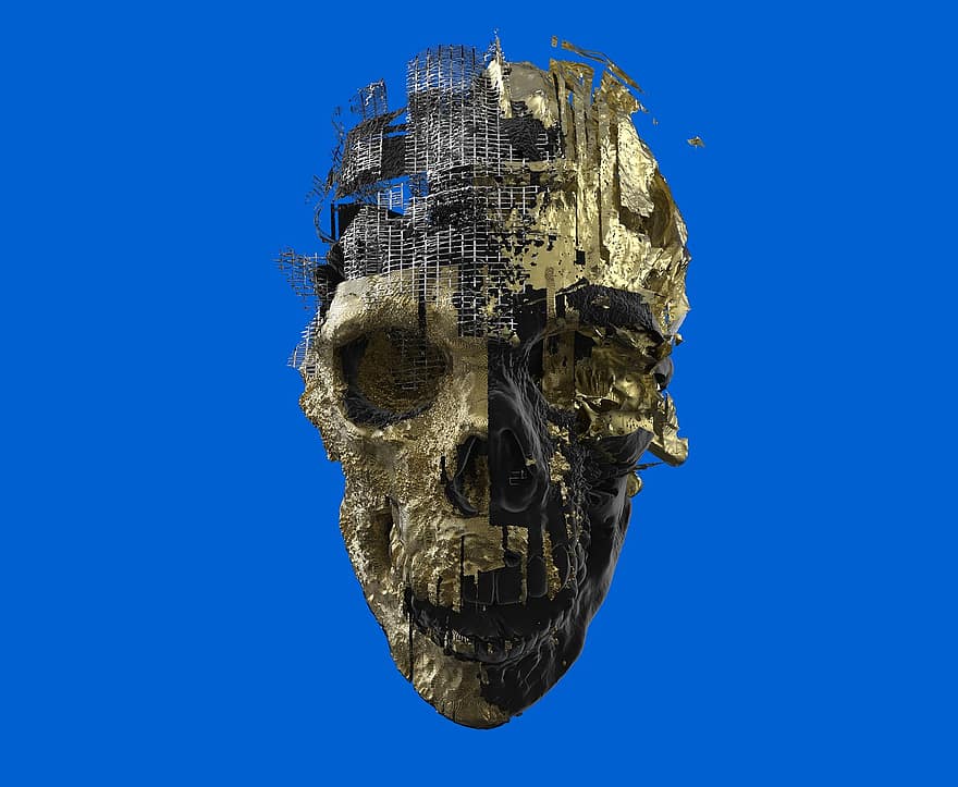 skeletas, kaukolė, 3d, apsvaiginti, yamo