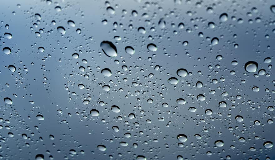 druppels, regendruppels, druppeltjes, water, nat, glas, venster, voorruit, regen