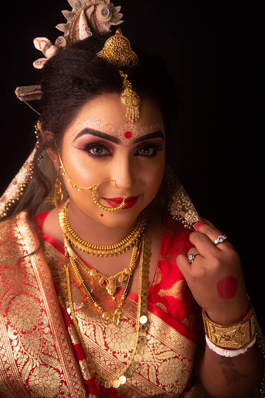 kāzas, indiānis, līgava, Indijas sieviete, Indijas līgava, Indijas kāzas, Piederumi, accessorize, modeli, portrets, Indijas modelis