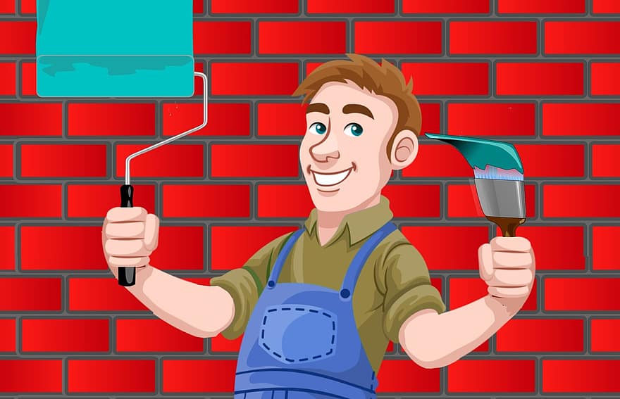 Painter, Wall, Worker, Painting, Roller, Renovation, Repair, Home, Service, Builder, Decorator