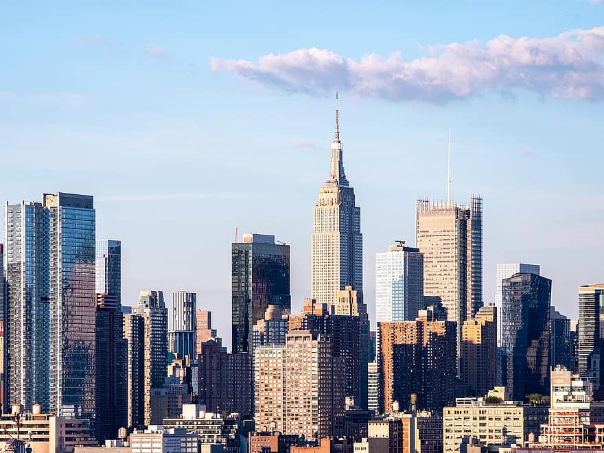 Nueva York, horizonte, manhattan, centro de la ciudad, edificios, rascacielos, arquitectura, ciudad, urbano, moderno, edificio Empire State