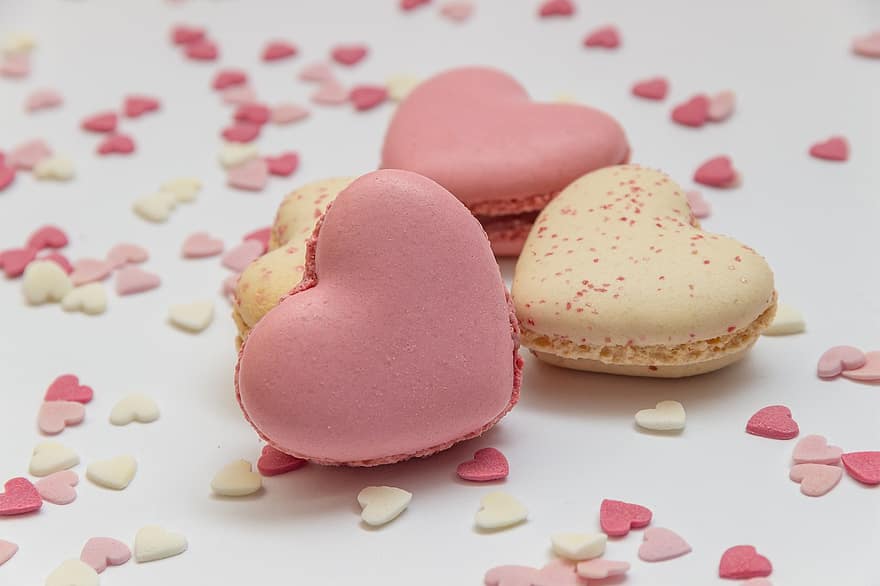 French Macaroons, Macarons, Cookies, Pastries, Heart Macarons, Pink Macarons, French Pastries, Baked Goods, Sweets, dessert, love