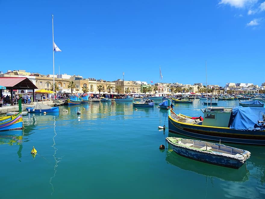 malta, by, hav, Valletta, Middelhavet, øy, havn, reise, landskap, båter, bukt