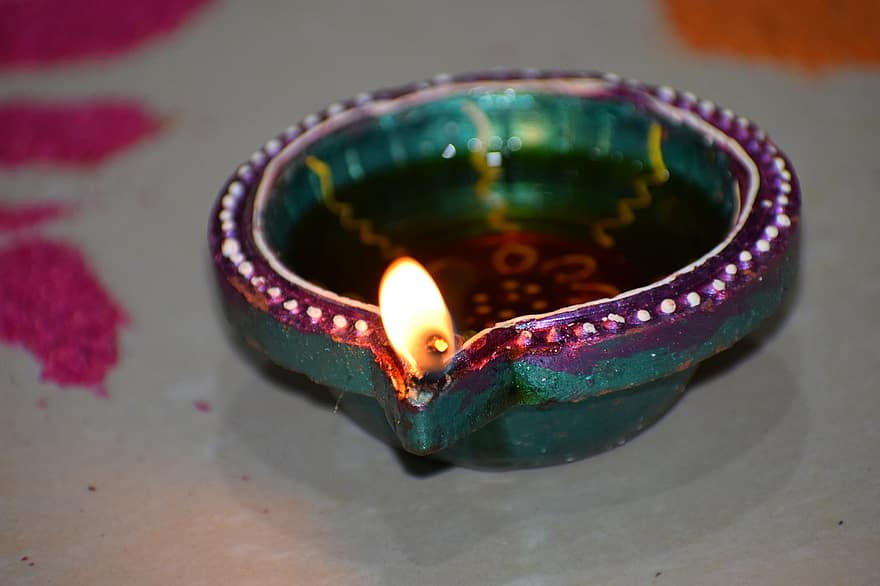Diya, lampă, Diya de pământ, ușoară, ulei, luminos, Deepawali, cultură, indian, celebrare, religie