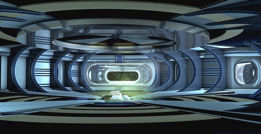 Spaceship, Interior, Stage Design, Abstract Graphics, Web, Layout, Background, Virtual Space, Rendering
