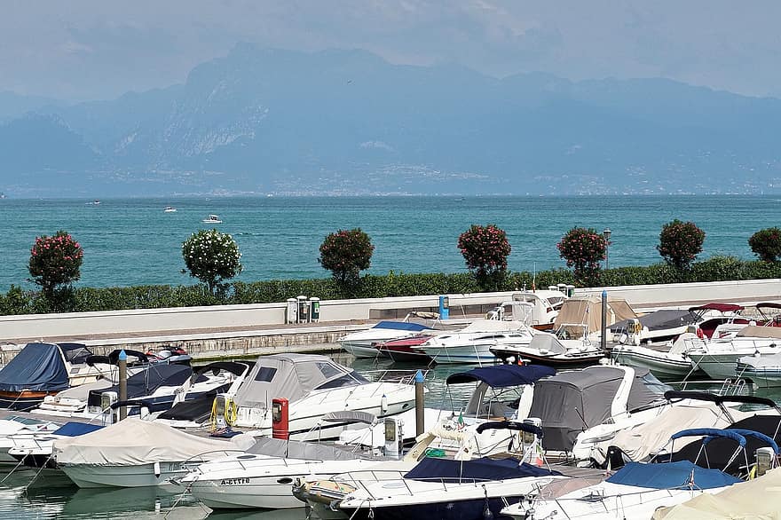 motorbåt, sjö, garda, Italien, hamn, Yacht, vattensporter