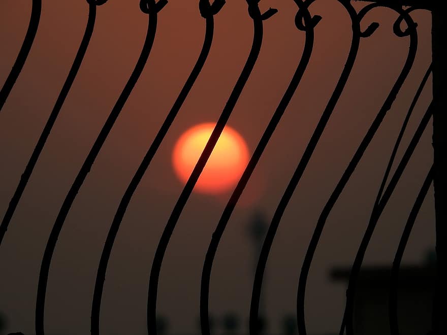 le coucher du soleil, clôture, en plein air, crépuscule