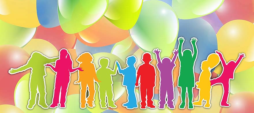 děti, silueta, Na zdraví, balón, kolo, vpřed, pozitivní, Pohled, radost, světlo, účtovat