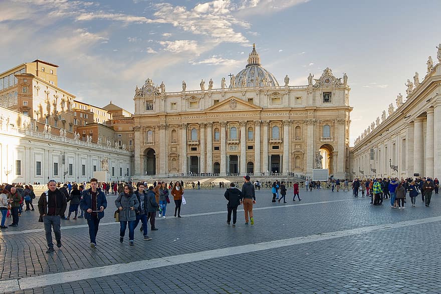cestovat, cestovní ruch, Řím, Itálie, architektura, fasáda, san pietro, Vatikán