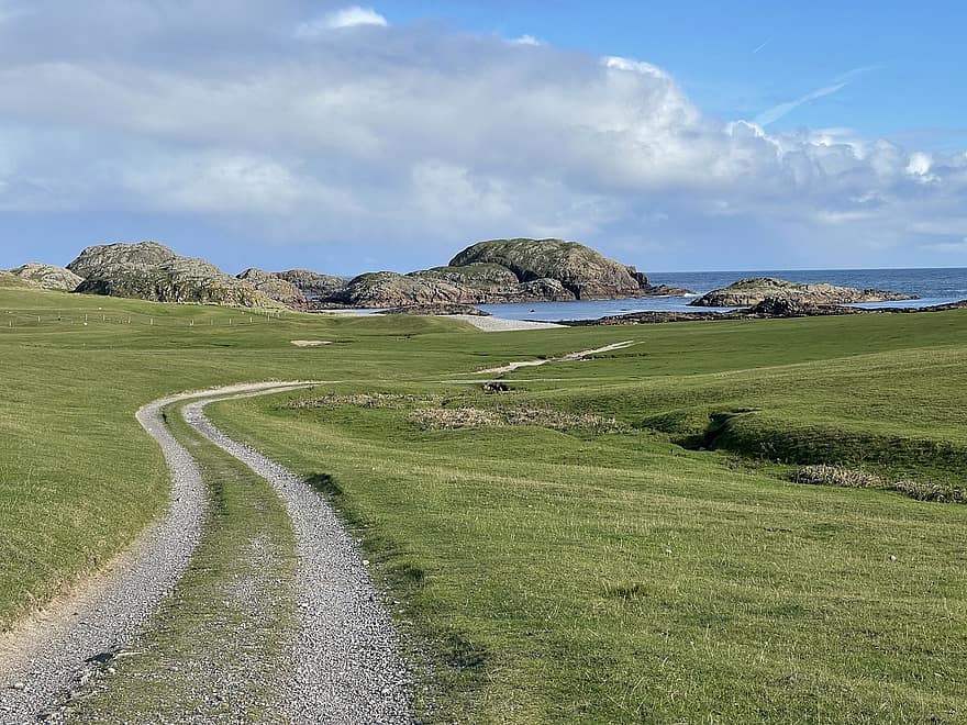 chemin, côte, la nature, iona, Écosse, Hébrides, paysage