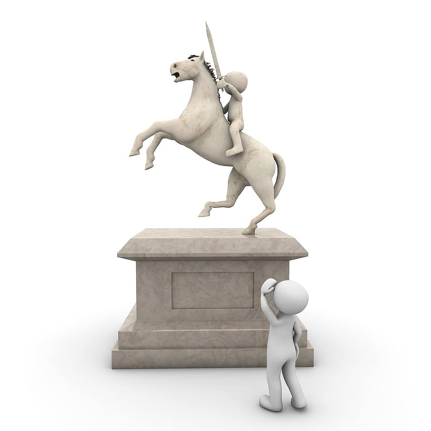 Monumento, reiterar, caballo, fuerza, globo, piedra, escultura, punto de referencia