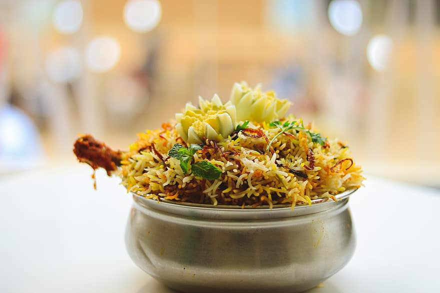 biryani, voedsel, schotel, maaltijd, heerlijk, Indiaas, keuken, restaurant, keuken-, detailopname, fijnproever