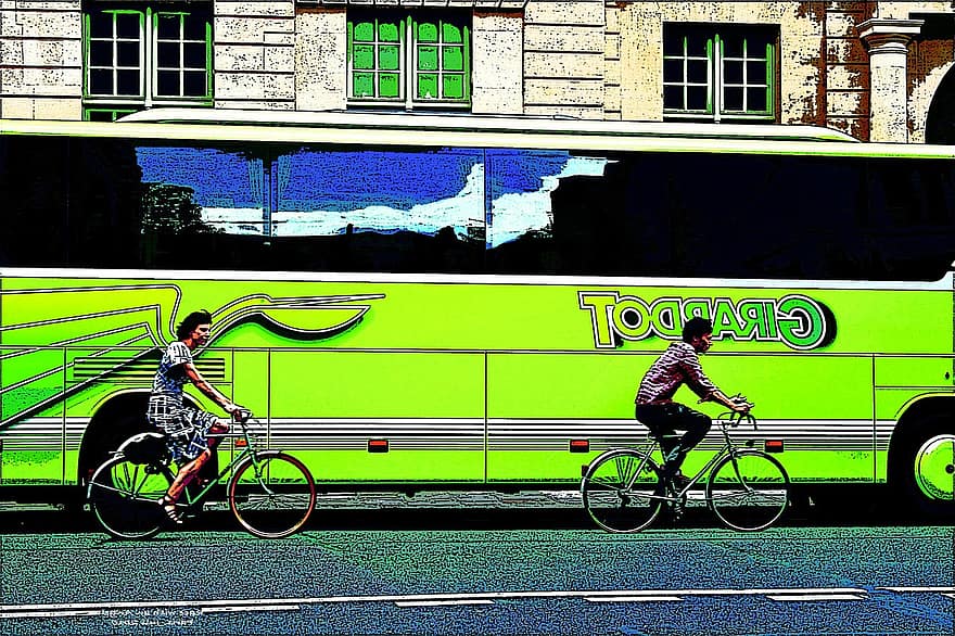 Paris, bisiklet, yol, şehirler, hareket, otobüs, trafik, modern, hızlı