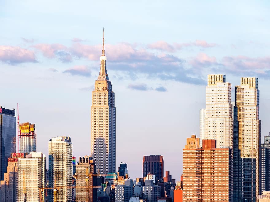 New York, Empire State Building, város, Manhattan, városkép, láthatár, tornyok, felhőkarcoló, épületek, nyc, Egyesült Államok