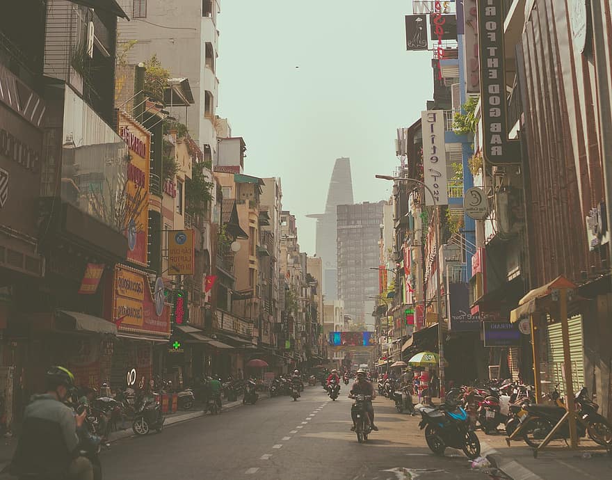 oraș, străzi, drum, Saigonul, Vietnam, obiectiv, călătorie, Asia, viata de oras, peisaj urban, exteriorul clădirii