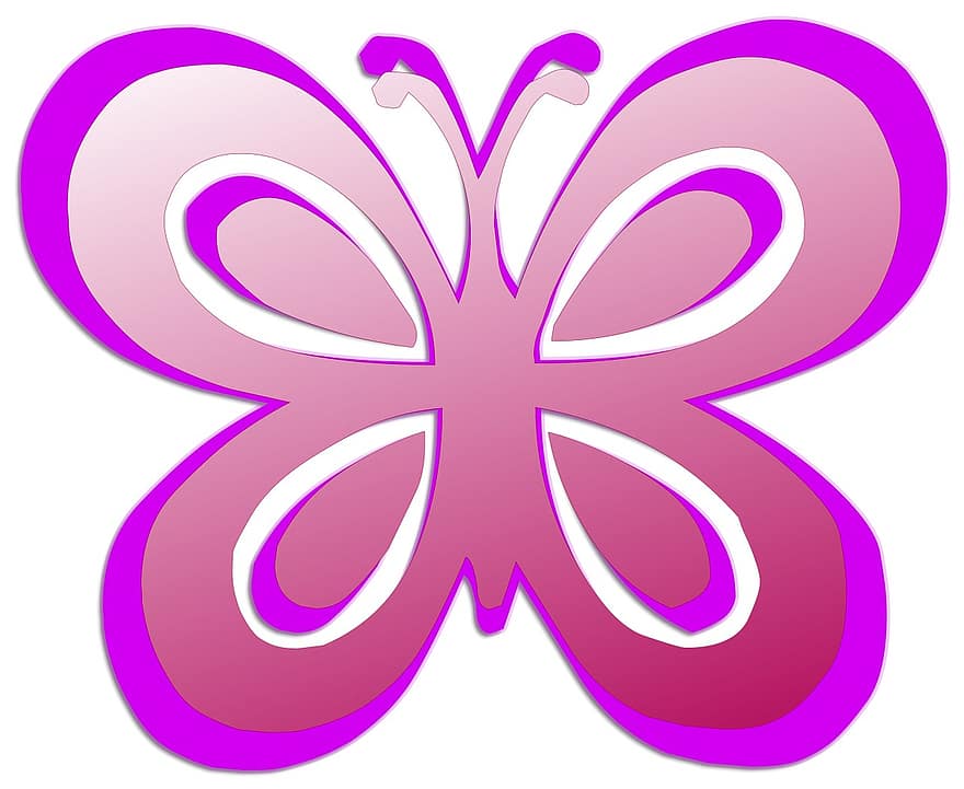 vlinder, roze, schattig, silhouet
