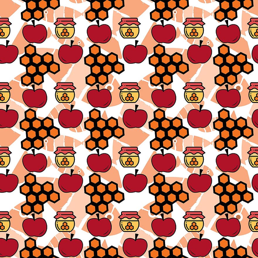 äpplen, frukt, kvadrater, romb, rosh hashanah, judiska nyåret, traditionell, kulturell, rosh hashana, Tishrei, mönster