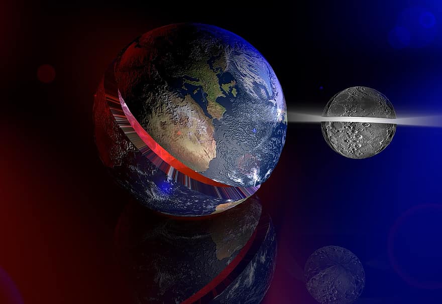 planeta, Ziemia, księżyc, przestrzeń