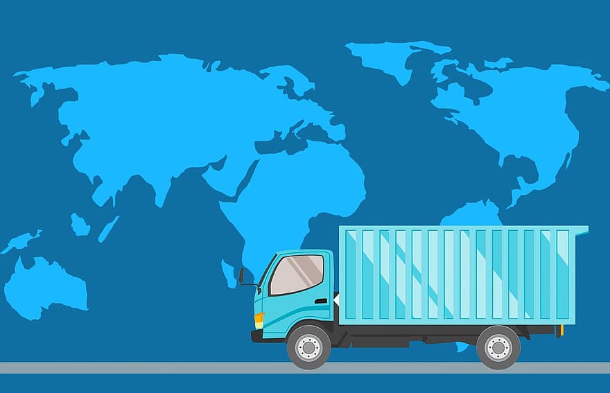 layanan, pengiriman, pelacakan, logistik, angkutan, kartun, lokasi, memesan, dunia, gps, truk