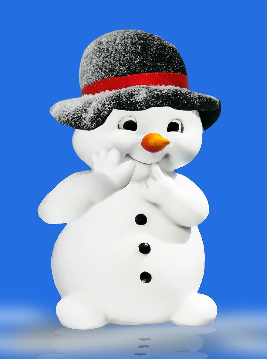 ziemā, sniegavīrs, skaitlis, Ziemassvētki, deco, smieklīgi, apdare, sejas, cepure, deguns, pogas