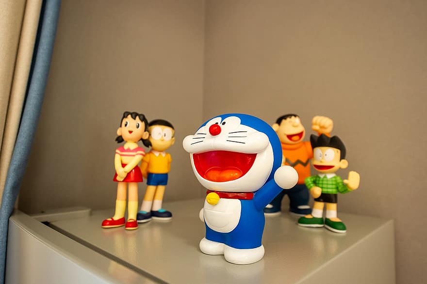 Doraemon, giocattoli, miniatura, anime, giocattoli per bambini, giocare
