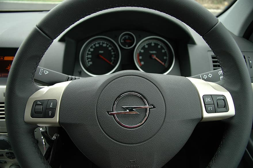 Steering Wheel, Automobile, Cockpit, Opel, Dashboard, Speedometer