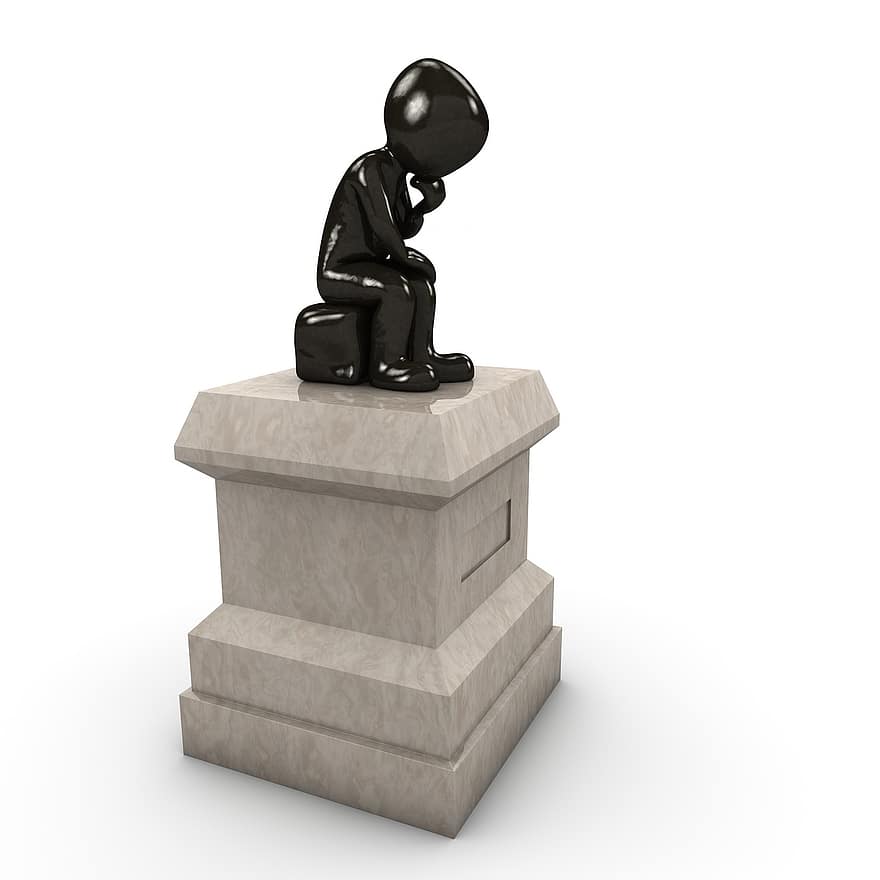 monument, pensador, pensar, força, globus, pedra, escultura, referència