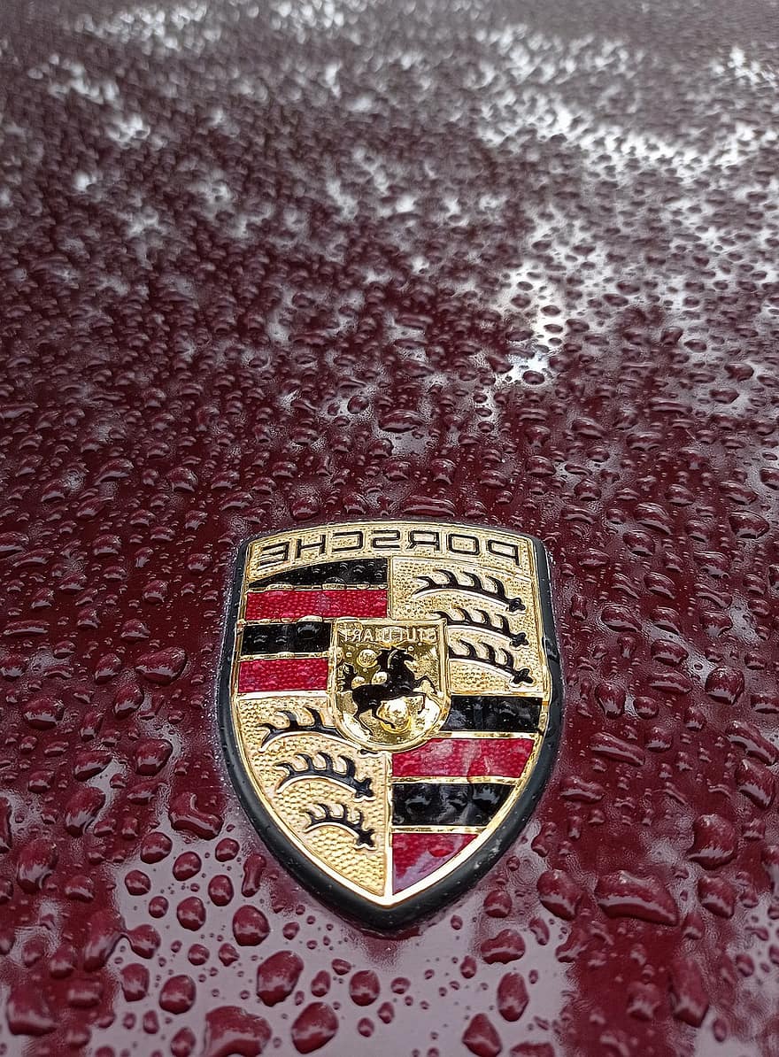 carro, Porsche, chuva, gotículas, gotas de orvalho, Borgonha