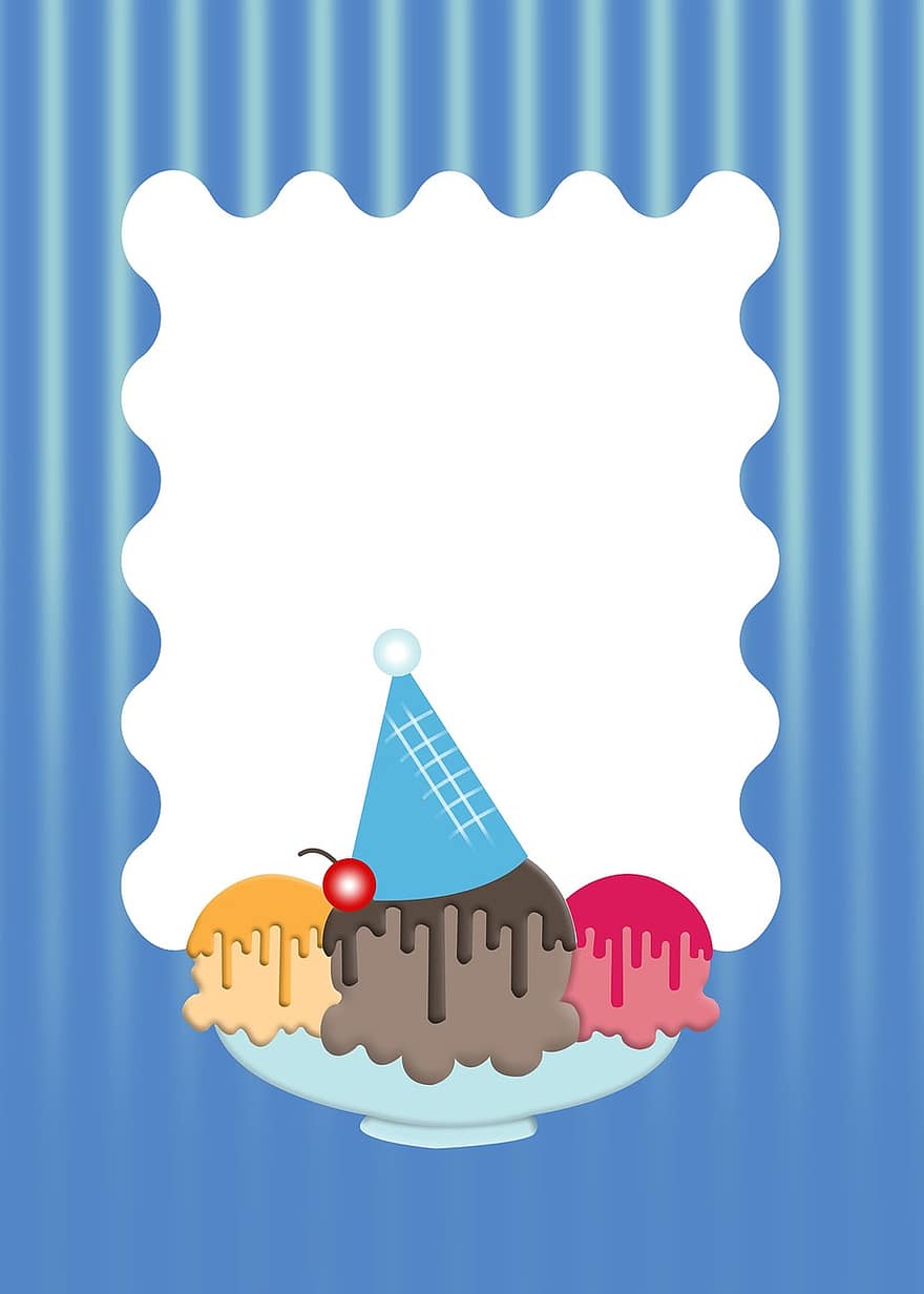 Zmrzlinová párty, Motiv pozvánka, Party Card, letní, zmrzlina, štěstí, sezóna