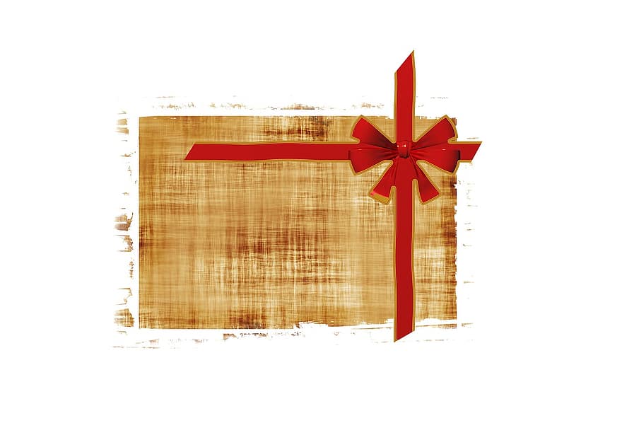 regalo, cupón, lazo, pergamino, antiguo, papel, Vale regalo, tarjeta de regalo