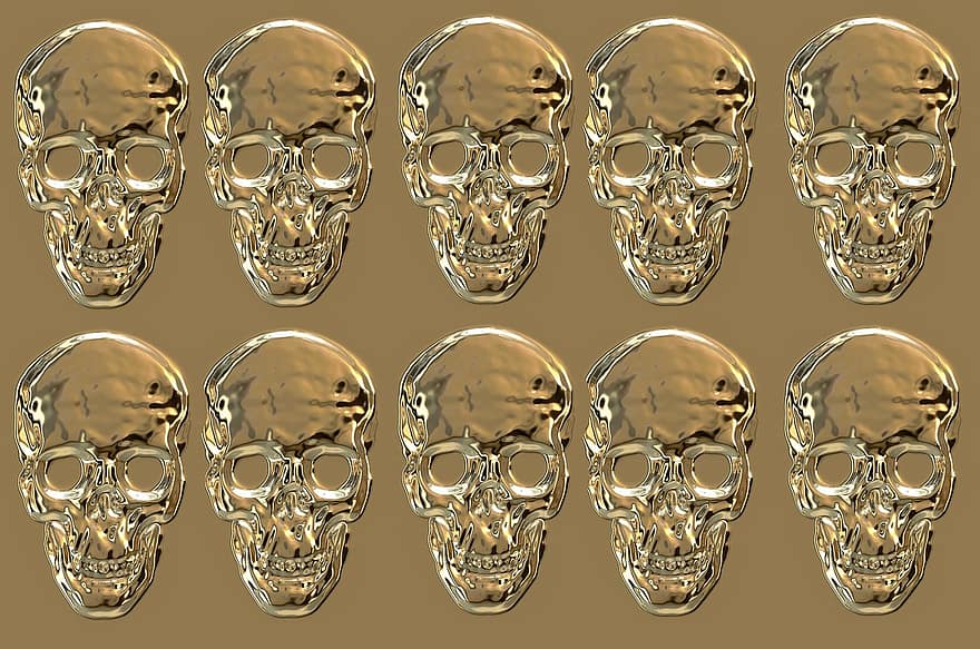 두개골과 이미지, 두개골, 무늬, 금, 기묘한, 죽음, 뼈, 공포, 구조, 초현실적 인, 할로윈