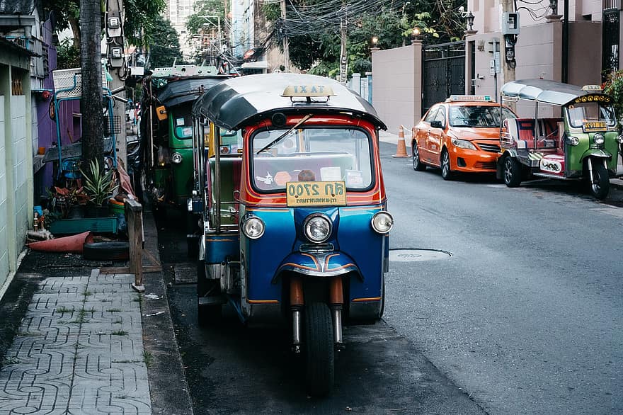 tuk tuk, Tailanda, Asia, ricșa auto, trafic, transport, oraș, vehicul