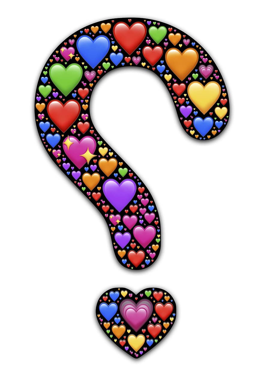 soru, kalpler, emojisi, ifadeler, şaşkın, bağ, ilişki, nişan, Aşk, işbirliği, ortaklık