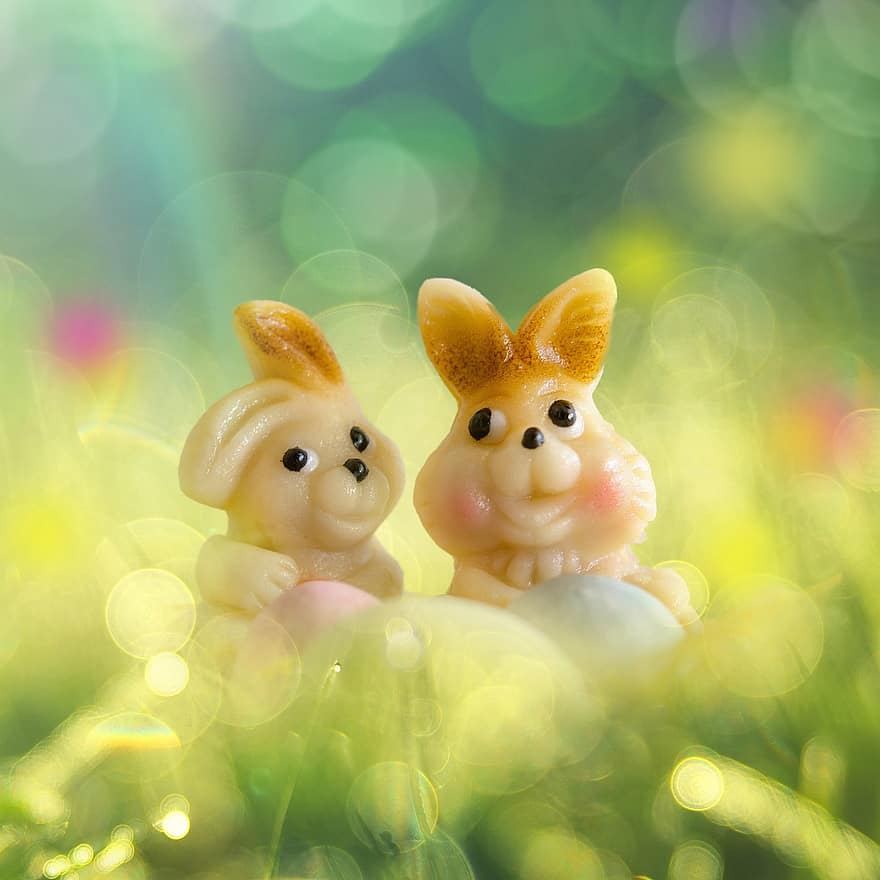 Великден, Великденски зайчета, заден план, пружина, сладък, заек, малък, фонове, трева, празненство, зелен цвят