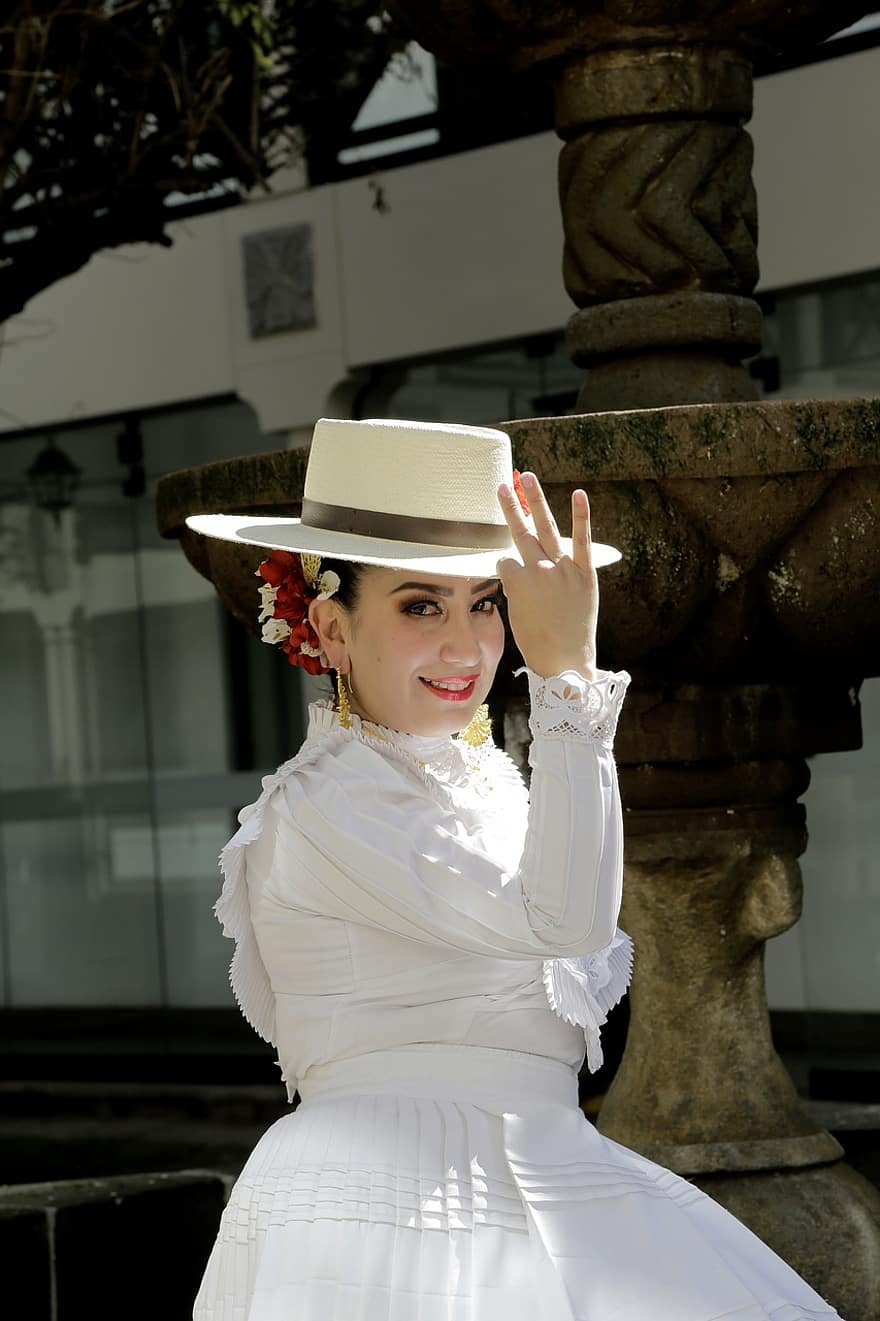 mulher, dança, cultura, vestir, vestido branco, chapéu, beleza, lindo, menina, tradicional