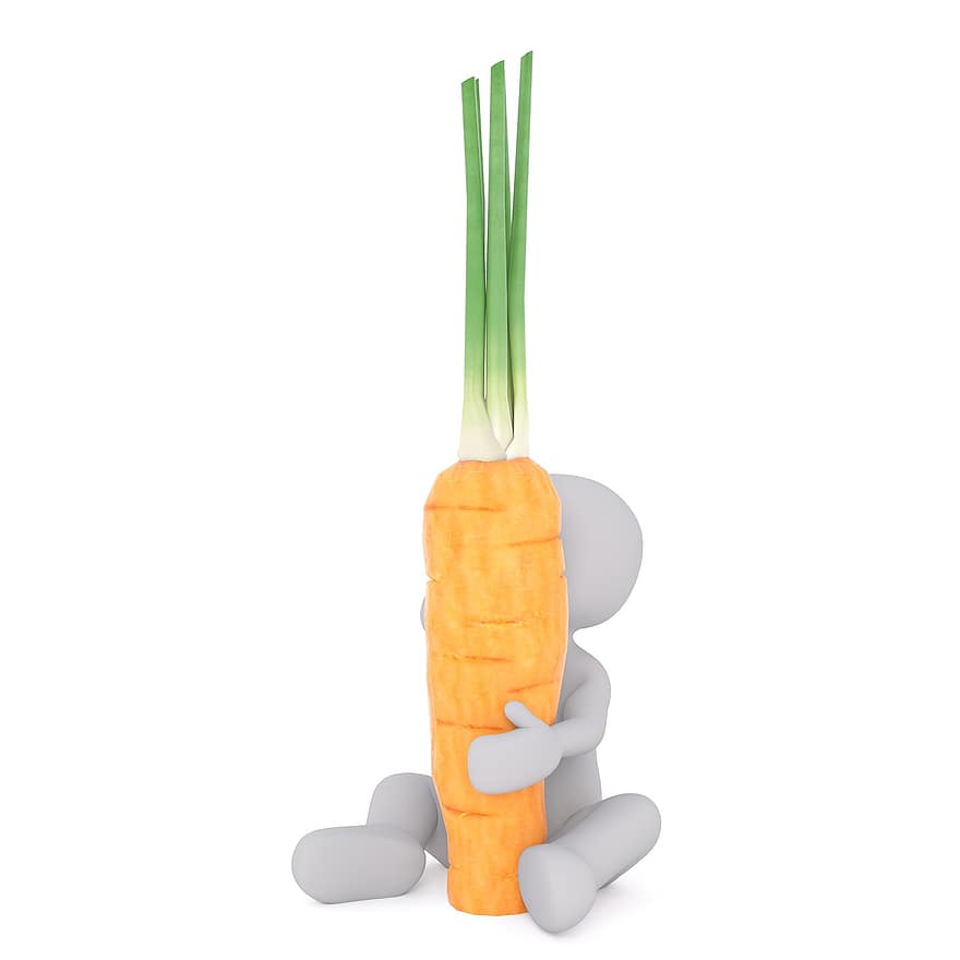 Purchasing, Food, Carrot, Raw Food, Healthy, Cook, White Male, 3d Model, Isolated, 3d, Model
