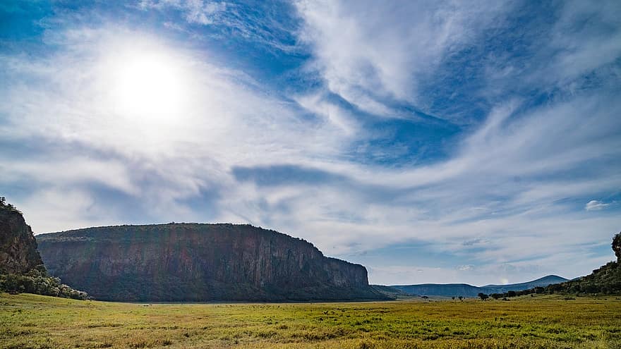kelionė, Hells Gate nacionalinis parkas, Kenija, akmenys, kraštovaizdžiai, Tembea Tujenge Kenija, stebuklinga Kenija, kraštovaizdį, kalnas, vasara, mėlyna