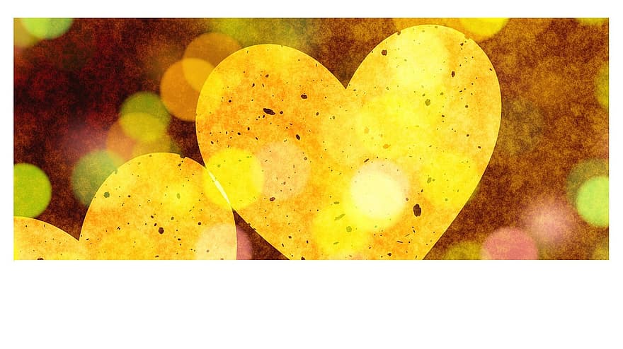 hjerte, kærlighed, lykønskningskort, held, gul