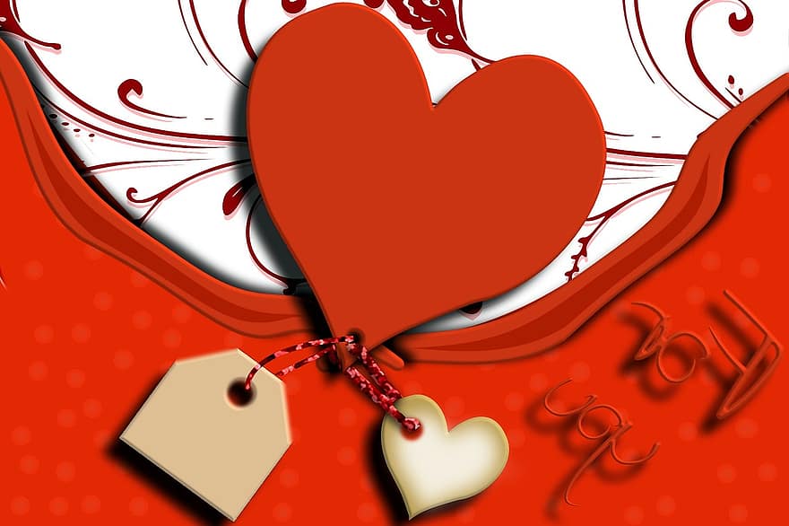 сердце, любить, фон, красный, День святого Валентина, изображение на заднем плане, Аннотация, везение